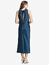 Rear View Thumbnail - Dusk Blue Tie Neck Cutout Midi Tank Dress - Lou