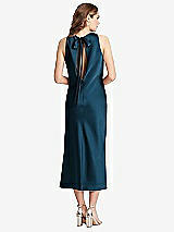 Rear View Thumbnail - Atlantic Blue Tie Neck Cutout Midi Tank Dress - Lou