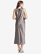 Rear View Thumbnail - Cashmere Gray Tie Neck Cutout Midi Tank Dress - Lou