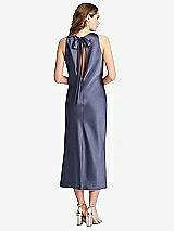 Rear View Thumbnail - French Blue Tie Neck Cutout Midi Tank Dress - Lou