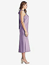 Side View Thumbnail - Pale Purple Tie Neck Cutout Midi Tank Dress - Lou