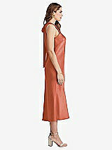 Side View Thumbnail - Terracotta Copper Tie Neck Cutout Midi Tank Dress - Lou