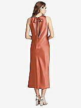 Rear View Thumbnail - Terracotta Copper Tie Neck Cutout Midi Tank Dress - Lou