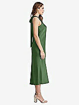 Side View Thumbnail - Vineyard Green Tie Neck Cutout Midi Tank Dress - Lou