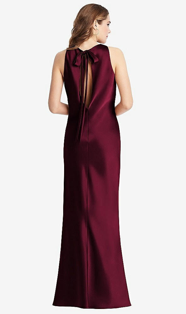 Front View - Cabernet Tie Neck Low Back Maxi Tank Dress - Marin
