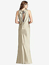 Front View Thumbnail - Champagne Tie Neck Low Back Maxi Tank Dress - Marin