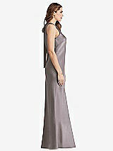 Side View Thumbnail - Cashmere Gray Tie Neck Low Back Maxi Tank Dress - Marin