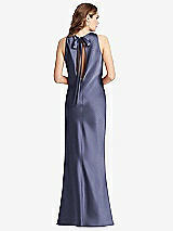 Front View Thumbnail - French Blue Tie Neck Low Back Maxi Tank Dress - Marin