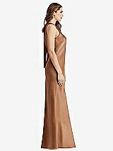Side View Thumbnail - Toffee Tie Neck Low Back Maxi Tank Dress - Marin