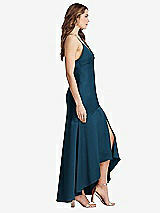 Side View Thumbnail - Atlantic Blue Asymmetrical Drop Waist High-Low Slip Dress - Devon