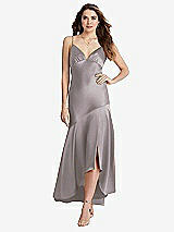 Front View Thumbnail - Cashmere Gray Asymmetrical Drop Waist High-Low Slip Dress - Devon