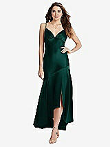 Front View Thumbnail - Evergreen Asymmetrical Drop Waist High-Low Slip Dress - Devon