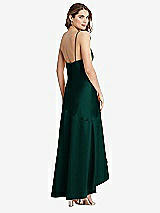 Rear View Thumbnail - Evergreen Asymmetrical Drop Waist High-Low Slip Dress - Devon