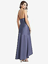 Rear View Thumbnail - French Blue Asymmetrical Drop Waist High-Low Slip Dress - Devon