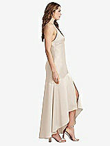 Side View Thumbnail - Oat Asymmetrical Drop Waist High-Low Slip Dress - Devon