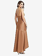 Rear View Thumbnail - Toffee Asymmetrical Drop Waist High-Low Slip Dress - Devon
