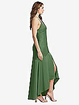 Side View Thumbnail - Vineyard Green Asymmetrical Drop Waist High-Low Slip Dress - Devon