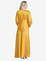Alt View 2 Thumbnail - NYC Yellow Puff Sleeve Asymmetrical Drop Waist High-Low Slip Dress - Teagan
