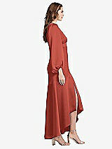 Side View Thumbnail - Amber Sunset Puff Sleeve Asymmetrical Drop Waist High-Low Slip Dress - Teagan