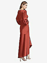 Rear View Thumbnail - Amber Sunset Puff Sleeve Asymmetrical Drop Waist High-Low Slip Dress - Teagan