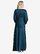 Alt View 2 Thumbnail - Atlantic Blue Puff Sleeve Asymmetrical Drop Waist High-Low Slip Dress - Teagan