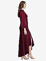 Side View Thumbnail - Cabernet Puff Sleeve Asymmetrical Drop Waist High-Low Slip Dress - Teagan