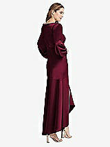 Rear View Thumbnail - Cabernet Puff Sleeve Asymmetrical Drop Waist High-Low Slip Dress - Teagan