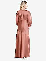 Alt View 2 Thumbnail - Desert Rose Puff Sleeve Asymmetrical Drop Waist High-Low Slip Dress - Teagan