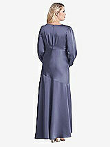 Alt View 2 Thumbnail - French Blue Puff Sleeve Asymmetrical Drop Waist High-Low Slip Dress - Teagan