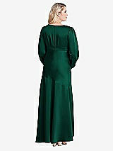 Alt View 2 Thumbnail - Hunter Green Puff Sleeve Asymmetrical Drop Waist High-Low Slip Dress - Teagan