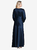 Alt View 2 Thumbnail - Midnight Navy Puff Sleeve Asymmetrical Drop Waist High-Low Slip Dress - Teagan