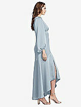 Side View Thumbnail - Mist Puff Sleeve Asymmetrical Drop Waist High-Low Slip Dress - Teagan
