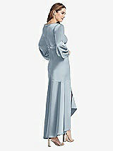 Rear View Thumbnail - Mist Puff Sleeve Asymmetrical Drop Waist High-Low Slip Dress - Teagan