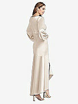 Rear View Thumbnail - Oat Puff Sleeve Asymmetrical Drop Waist High-Low Slip Dress - Teagan