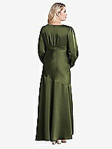 Alt View 2 Thumbnail - Olive Green Puff Sleeve Asymmetrical Drop Waist High-Low Slip Dress - Teagan