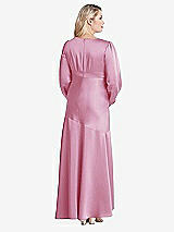 Alt View 2 Thumbnail - Powder Pink Puff Sleeve Asymmetrical Drop Waist High-Low Slip Dress - Teagan