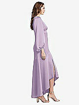 Side View Thumbnail - Pale Purple Puff Sleeve Asymmetrical Drop Waist High-Low Slip Dress - Teagan