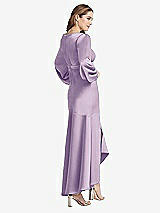 Rear View Thumbnail - Pale Purple Puff Sleeve Asymmetrical Drop Waist High-Low Slip Dress - Teagan