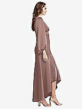 Side View Thumbnail - Sienna Puff Sleeve Asymmetrical Drop Waist High-Low Slip Dress - Teagan