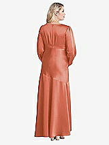Alt View 2 Thumbnail - Terracotta Copper Puff Sleeve Asymmetrical Drop Waist High-Low Slip Dress - Teagan