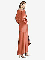 Rear View Thumbnail - Terracotta Copper Puff Sleeve Asymmetrical Drop Waist High-Low Slip Dress - Teagan
