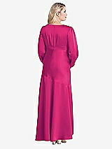 Alt View 2 Thumbnail - Think Pink Puff Sleeve Asymmetrical Drop Waist High-Low Slip Dress - Teagan