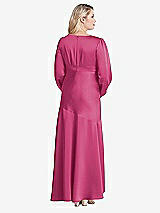 Alt View 2 Thumbnail - Tea Rose Puff Sleeve Asymmetrical Drop Waist High-Low Slip Dress - Teagan