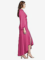 Side View Thumbnail - Tea Rose Puff Sleeve Asymmetrical Drop Waist High-Low Slip Dress - Teagan