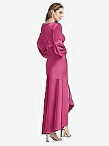 Rear View Thumbnail - Tea Rose Puff Sleeve Asymmetrical Drop Waist High-Low Slip Dress - Teagan