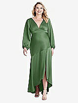 Alt View 1 Thumbnail - Vineyard Green Puff Sleeve Asymmetrical Drop Waist High-Low Slip Dress - Teagan