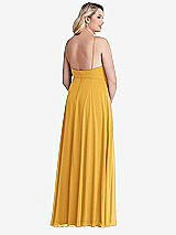 Alt View 2 Thumbnail - NYC Yellow High Neck Chiffon Maxi Dress with Front Slit - Lela