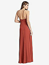 Rear View Thumbnail - Amber Sunset High Neck Chiffon Maxi Dress with Front Slit - Lela