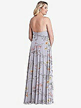 Alt View 2 Thumbnail - Butterfly Botanica Silver Dove High Neck Chiffon Maxi Dress with Front Slit - Lela