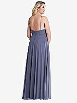 Alt View 2 Thumbnail - French Blue High Neck Chiffon Maxi Dress with Front Slit - Lela